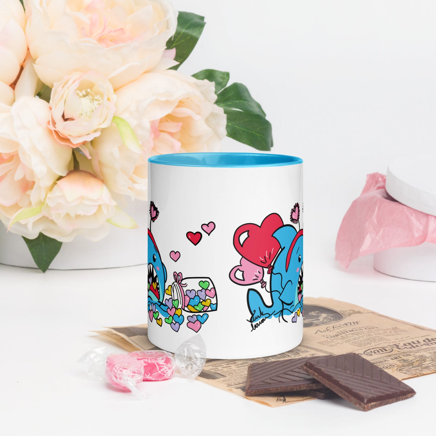 Valentine's Shark- Candy Hearts Mug (11oz)