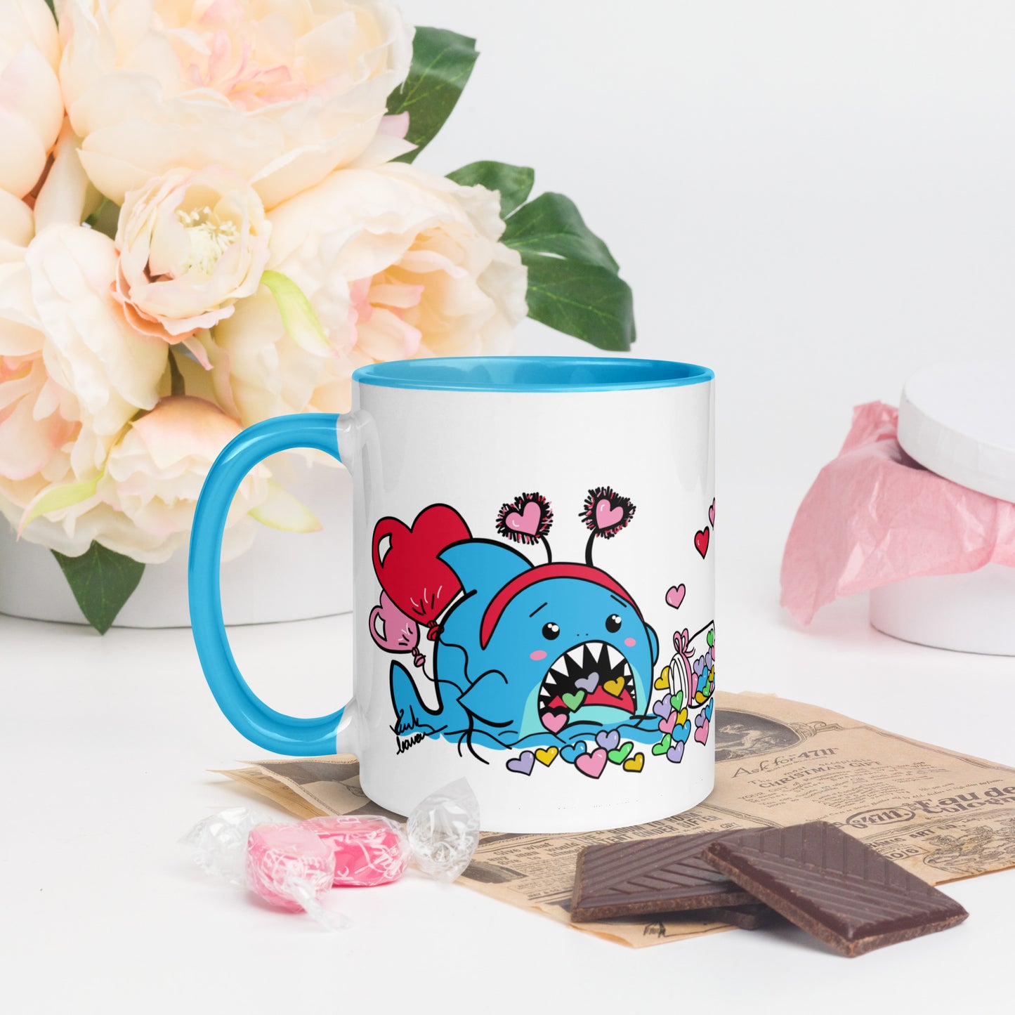 Valentine's Shark- Candy Hearts Mug (11oz)
