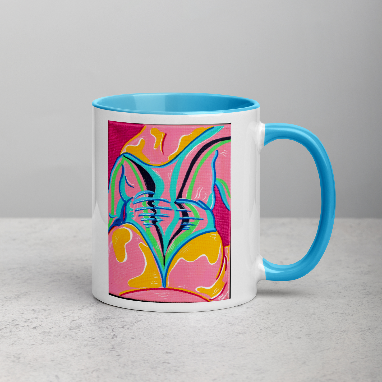 Rainbow Body Love Mug, with Coloured Handle/Interior