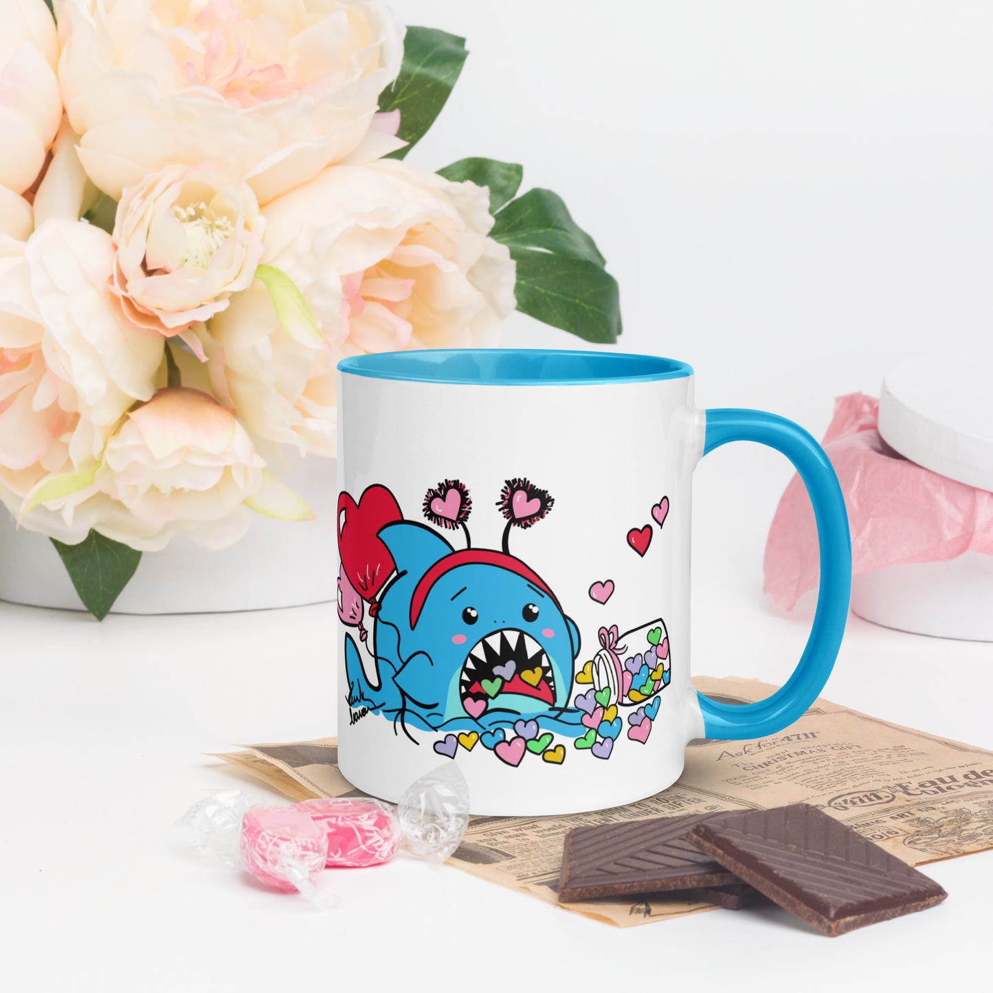 Valentine's Shark- Candy Hearts Mug (11oz)