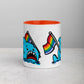 Anxious Shark Mug with Basic Rainbow Pride Flag (11oz)