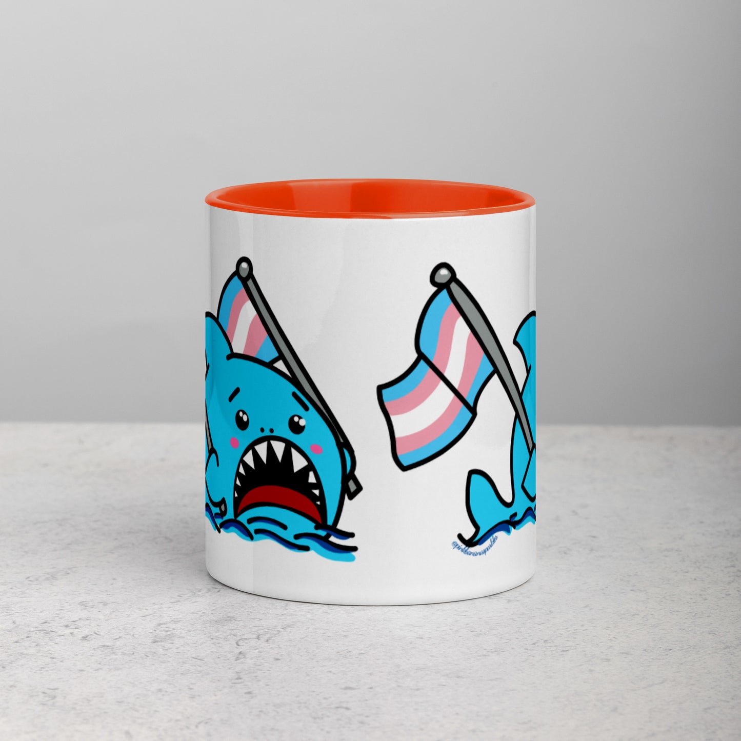 Anxious Shark Mug with Transgender Pride Flag (11oz)