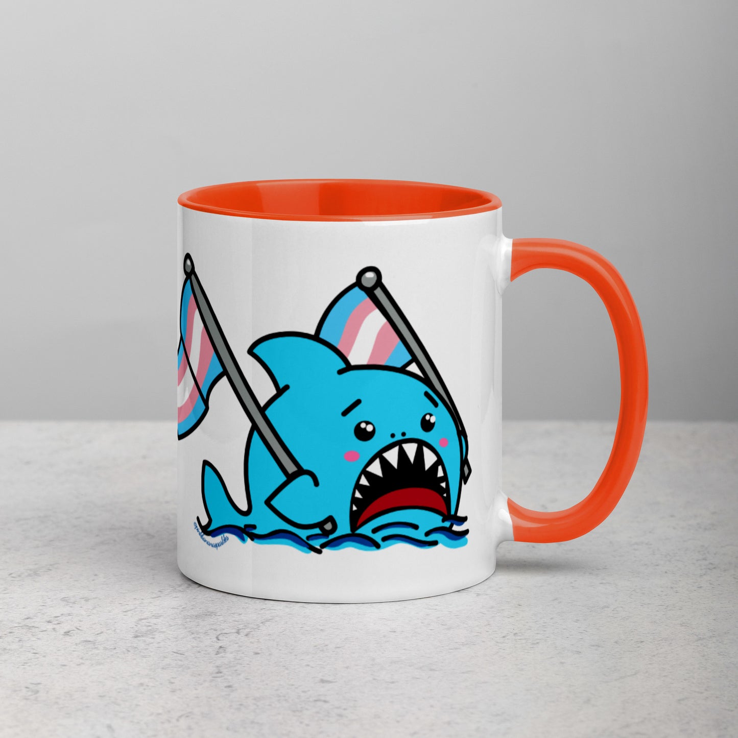 Anxious Shark Mug with Transgender Pride Flag (11oz)