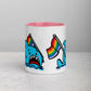 Anxious Shark Mug with Basic Rainbow Pride Flag (11oz)