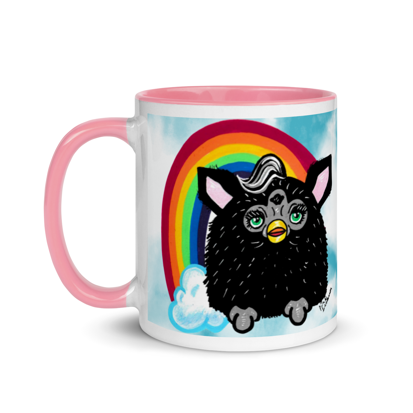 Cute Furby with Rainbow Mug (11oz)