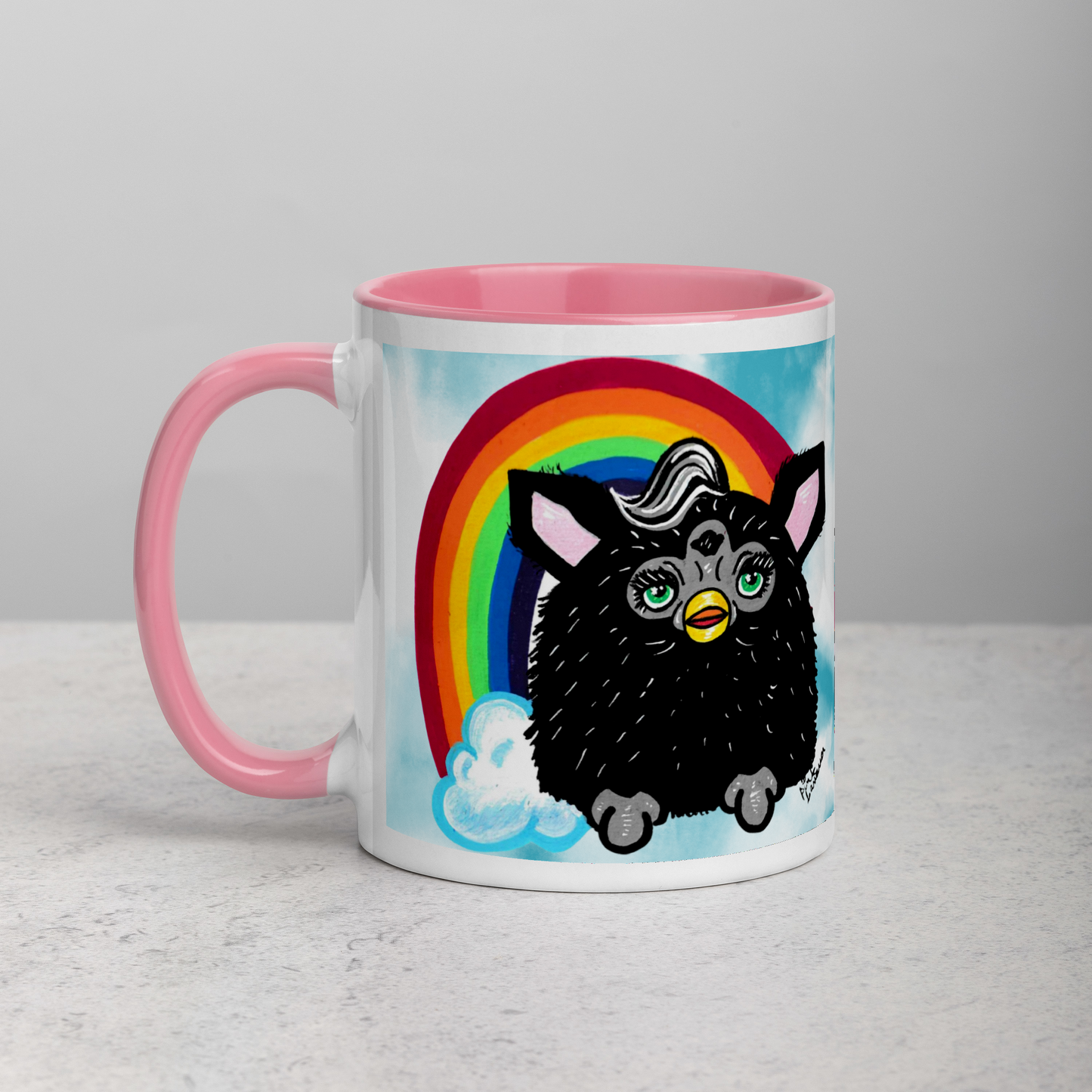 Cute Furby with Rainbow Mug (11oz)