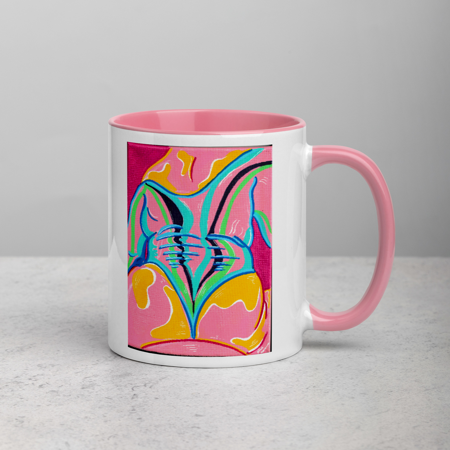 Rainbow Body Love Mug, with Coloured Handle/Interior