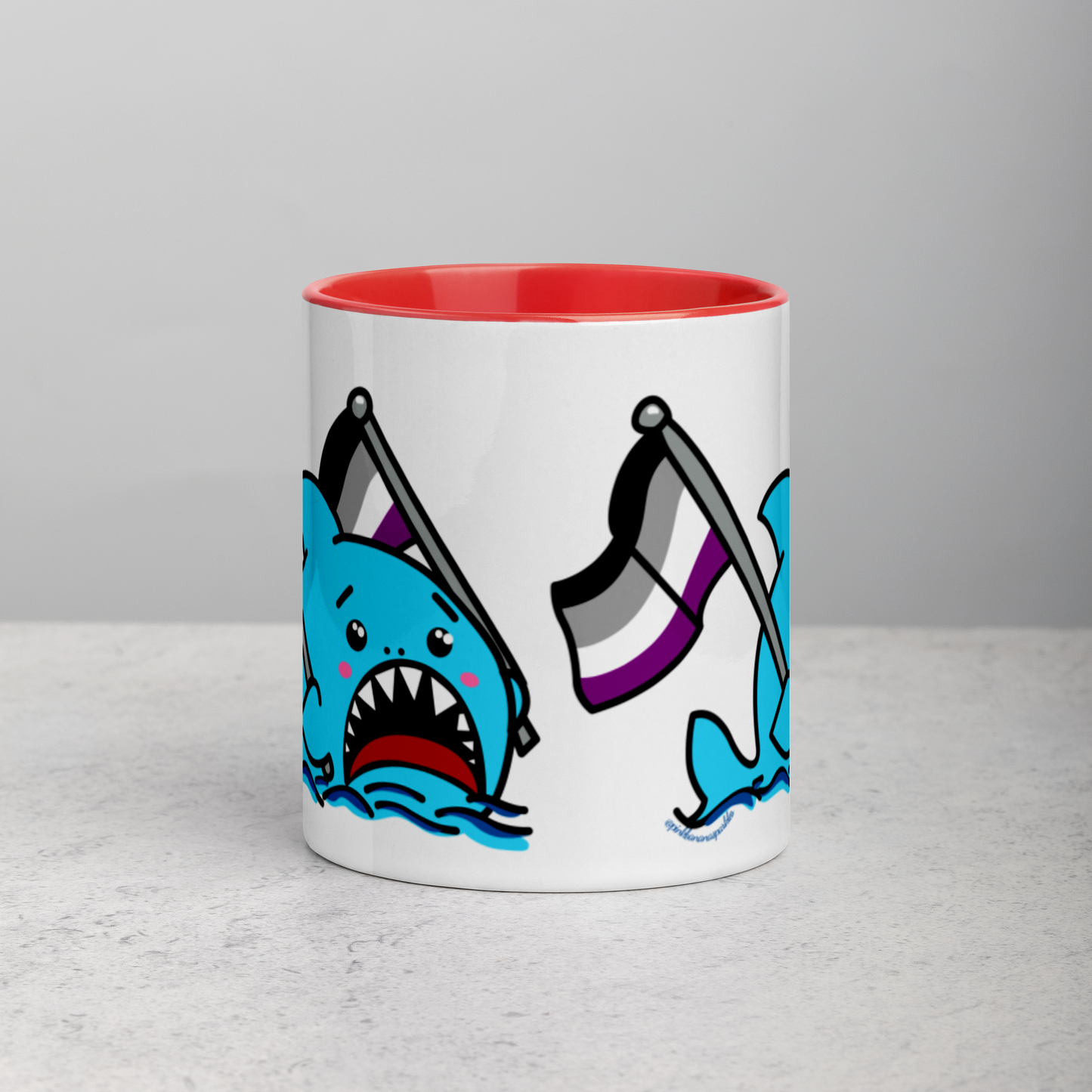 Anxious Shark Mug with Asexual/Ace Pride Flag (11oz)