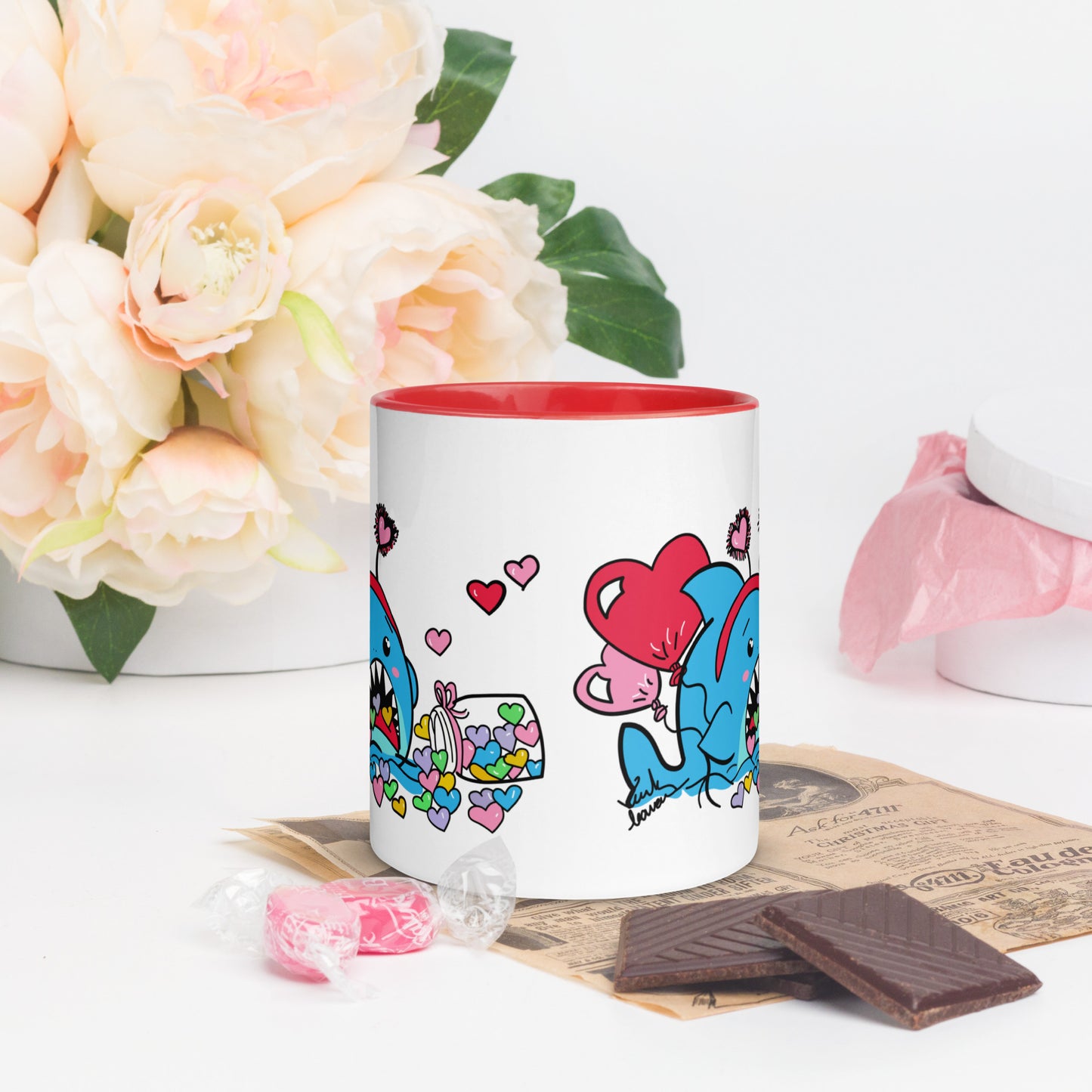 Valentine's Shark- Candy Hearts Mug (11oz)