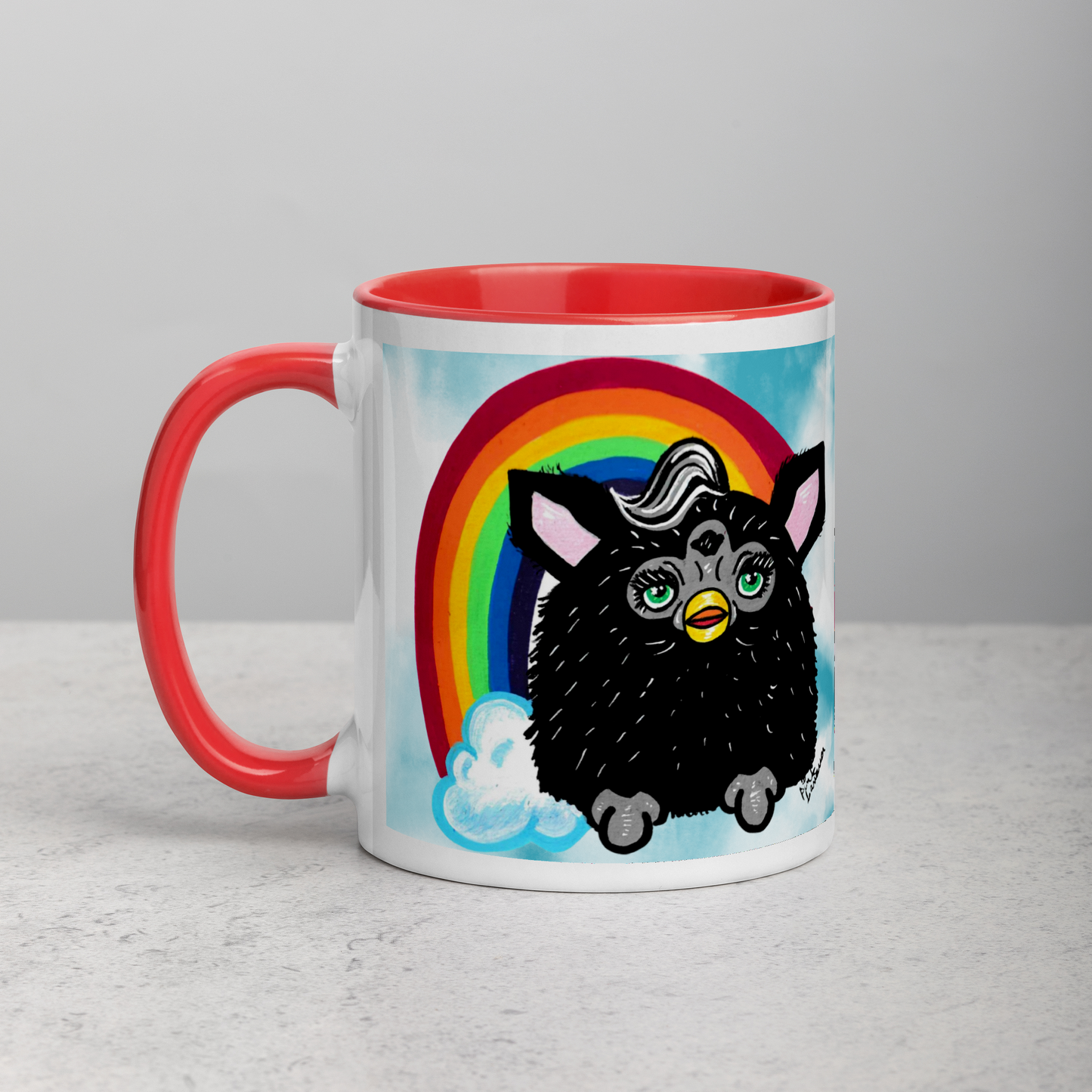 Cute Furby with Rainbow Mug (11oz)