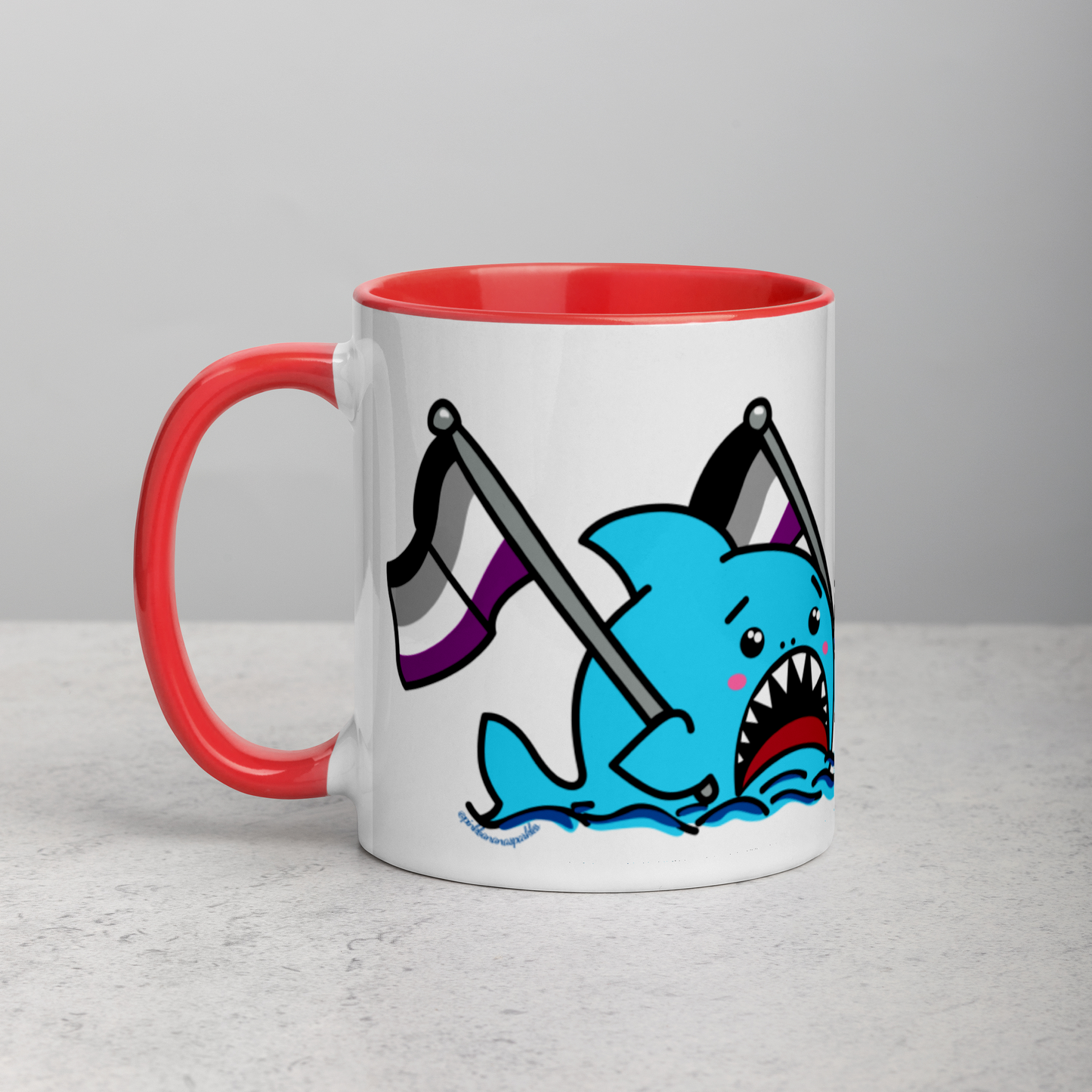 Anxious Shark Mug with Asexual/Ace Pride Flag (11oz)