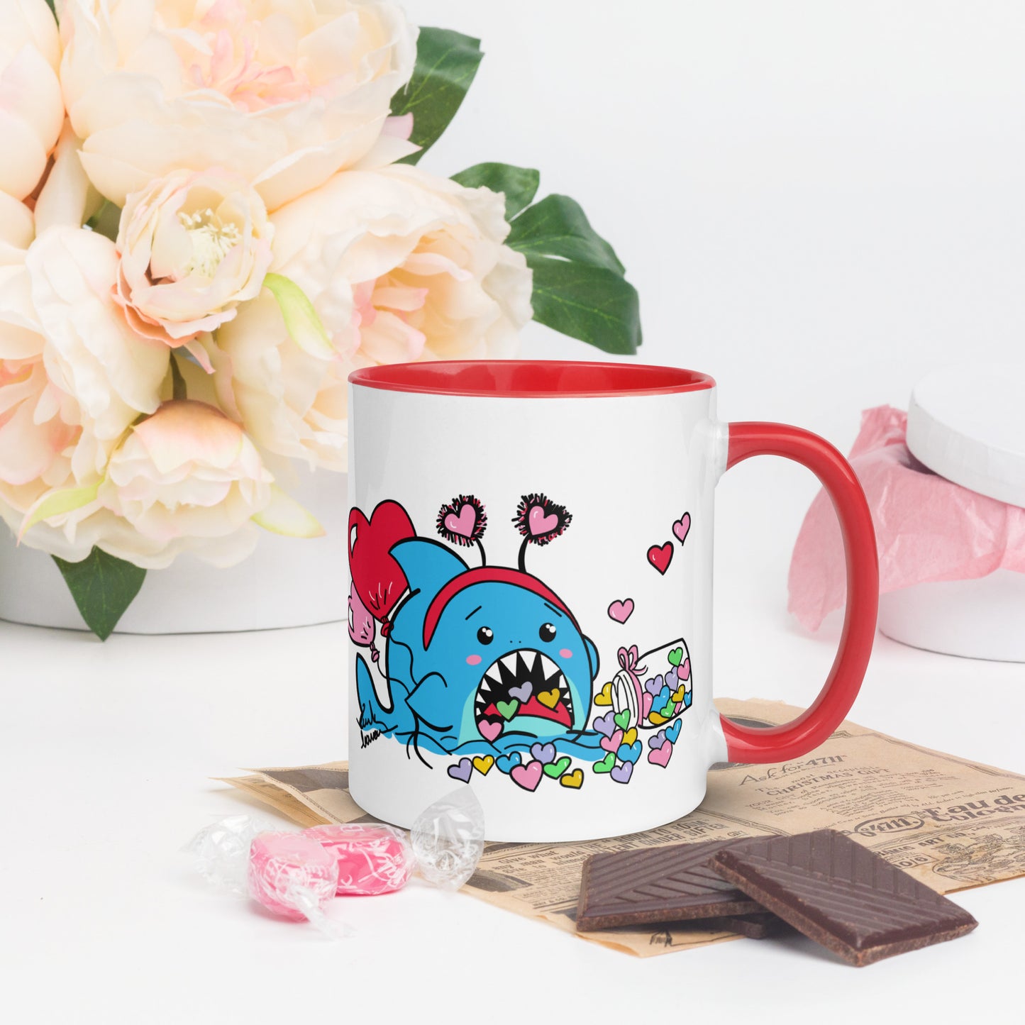 Valentine's Shark- Candy Hearts Mug (11oz)