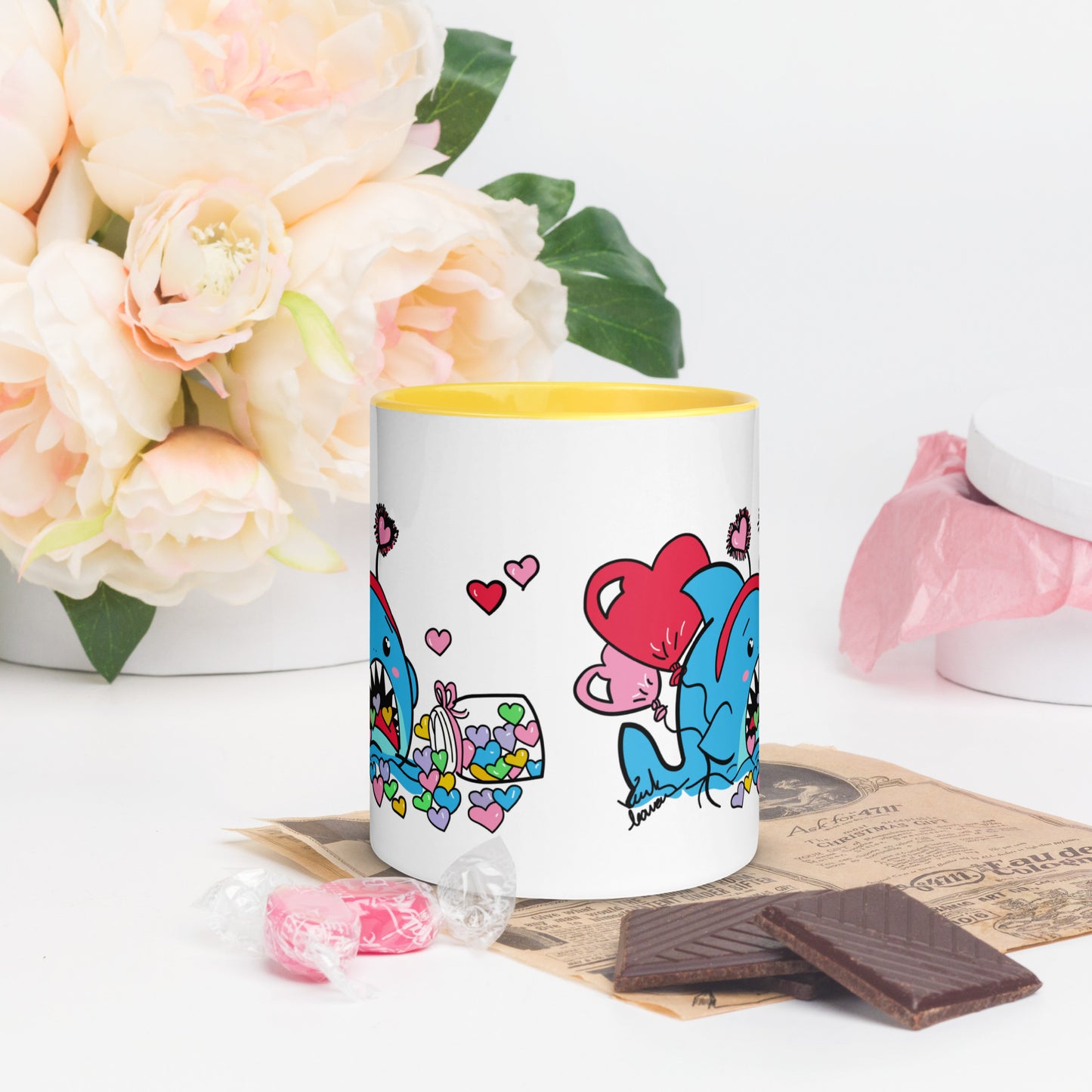 Valentine's Shark- Candy Hearts Mug (11oz)