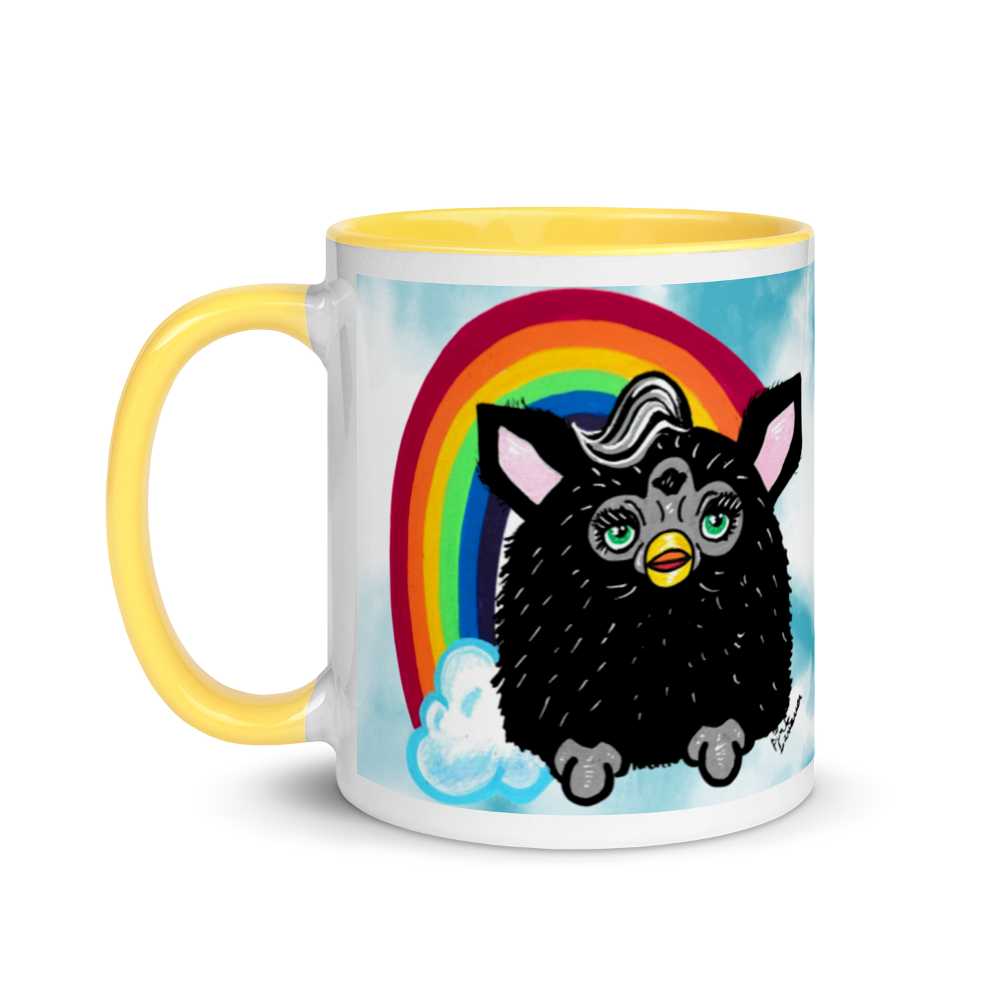 Cute Furby with Rainbow Mug (11oz)
