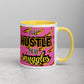 Less Hustle, More Snuggles Mug (pink/bananas)