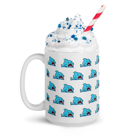 Anxious Shark Allover Mug (15oz)