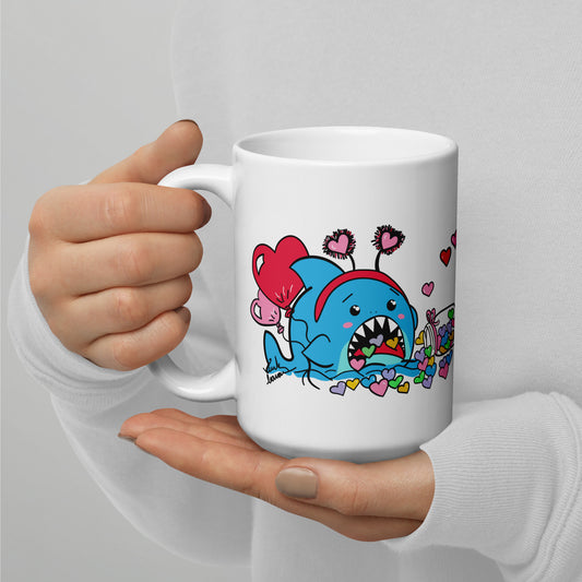 Valentine's Shark- Candy Hearts Mug (15oz)