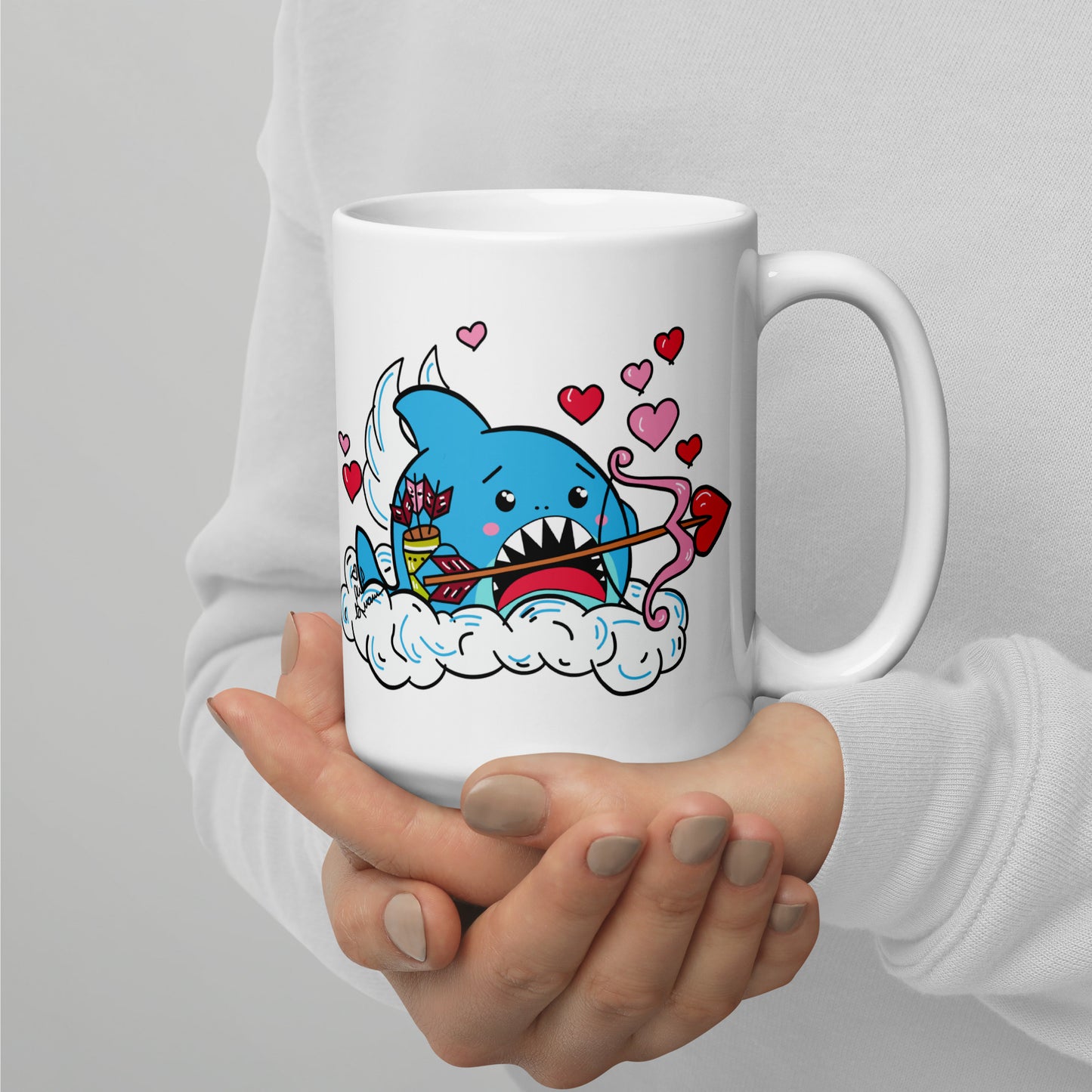 Valentine's Shark- Cupid Mug (15oz)