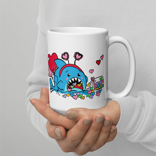 Valentine's Shark- Candy Hearts Mug (15oz)