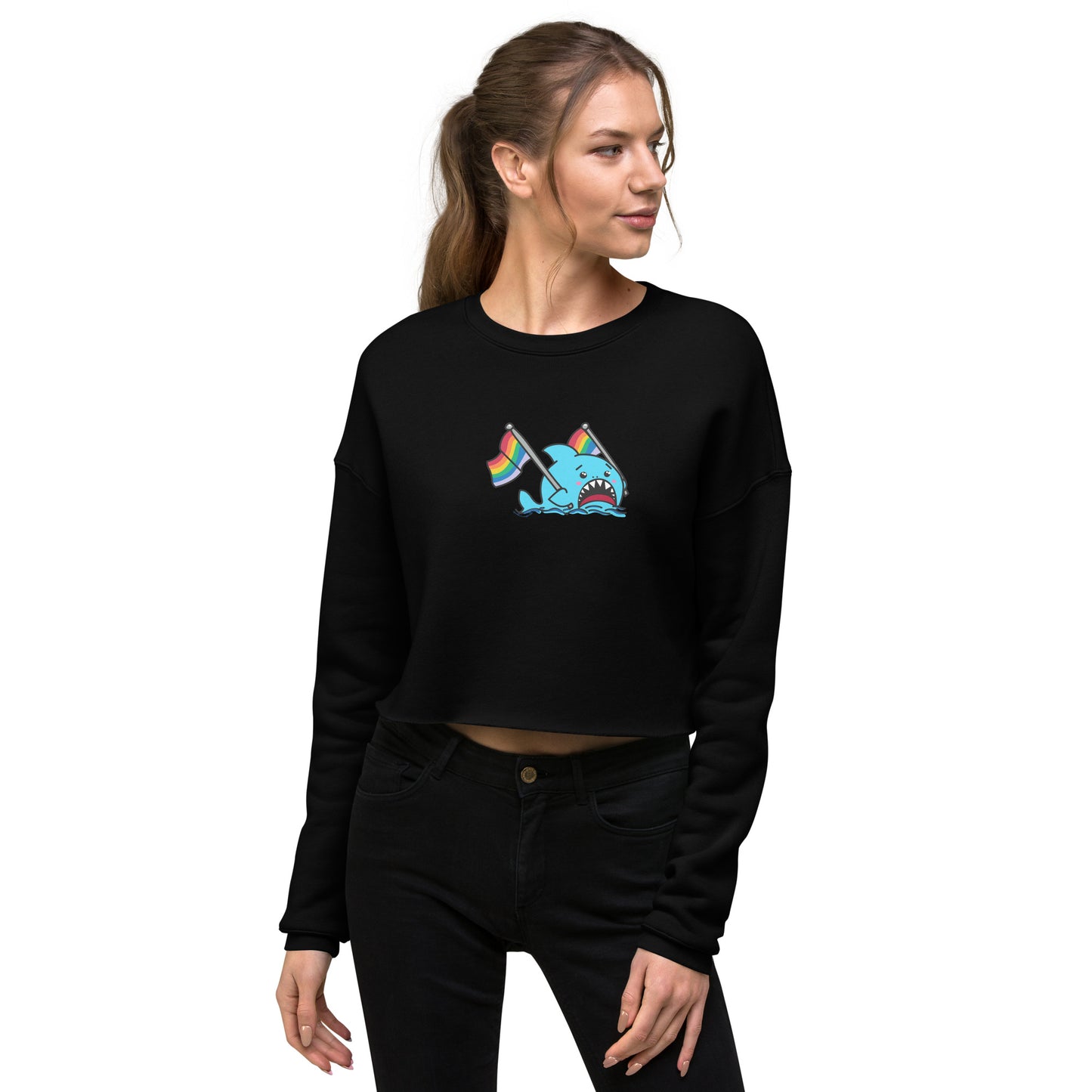 Anxious Shark for Pride Crop Sweatshirt