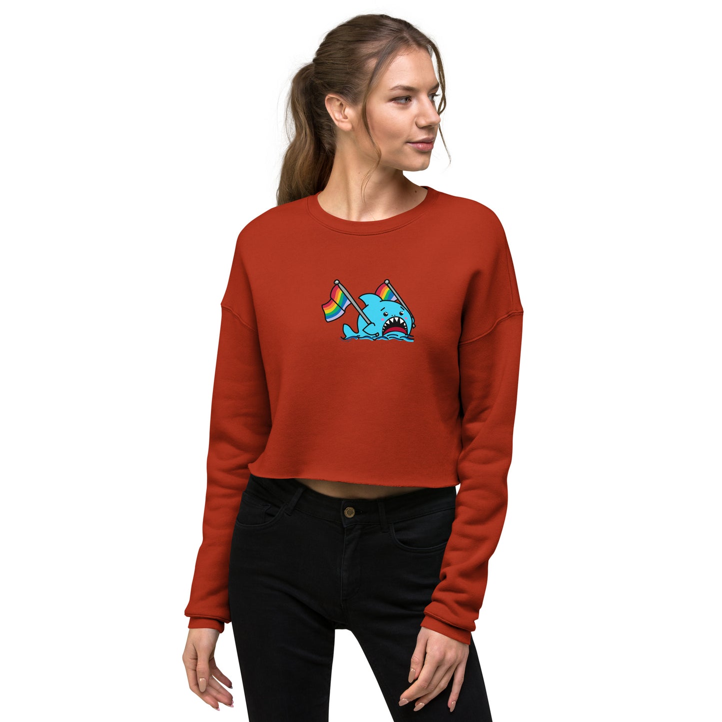 Anxious Shark for Pride Crop Sweatshirt