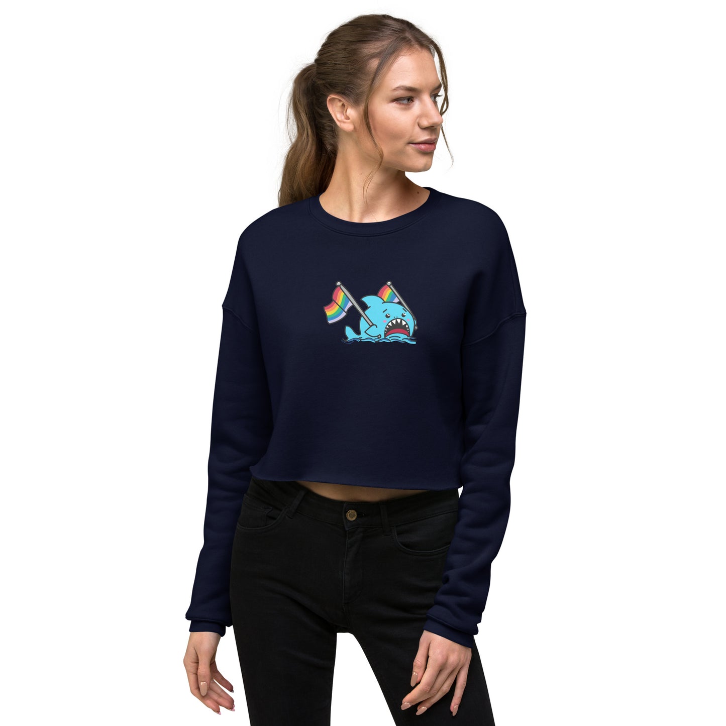 Anxious Shark for Pride Crop Sweatshirt