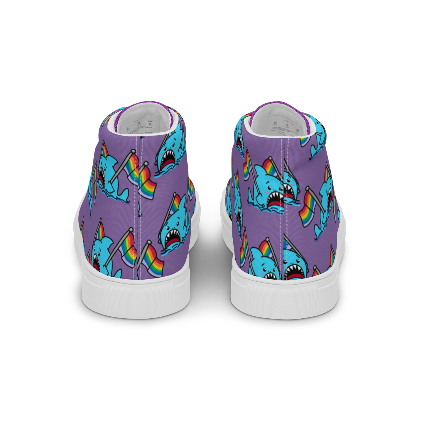 Anxious Shark Celebrates Pride (purple)- Women’s high top canvas shoes