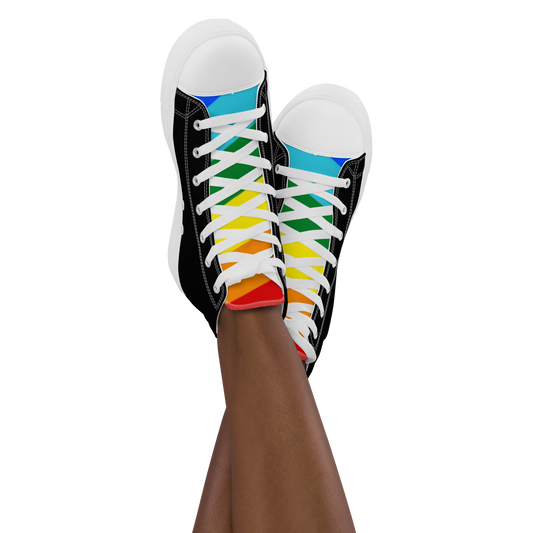 Anxious Shark Celebrates Pride- Women’s high top Canvas Shoes