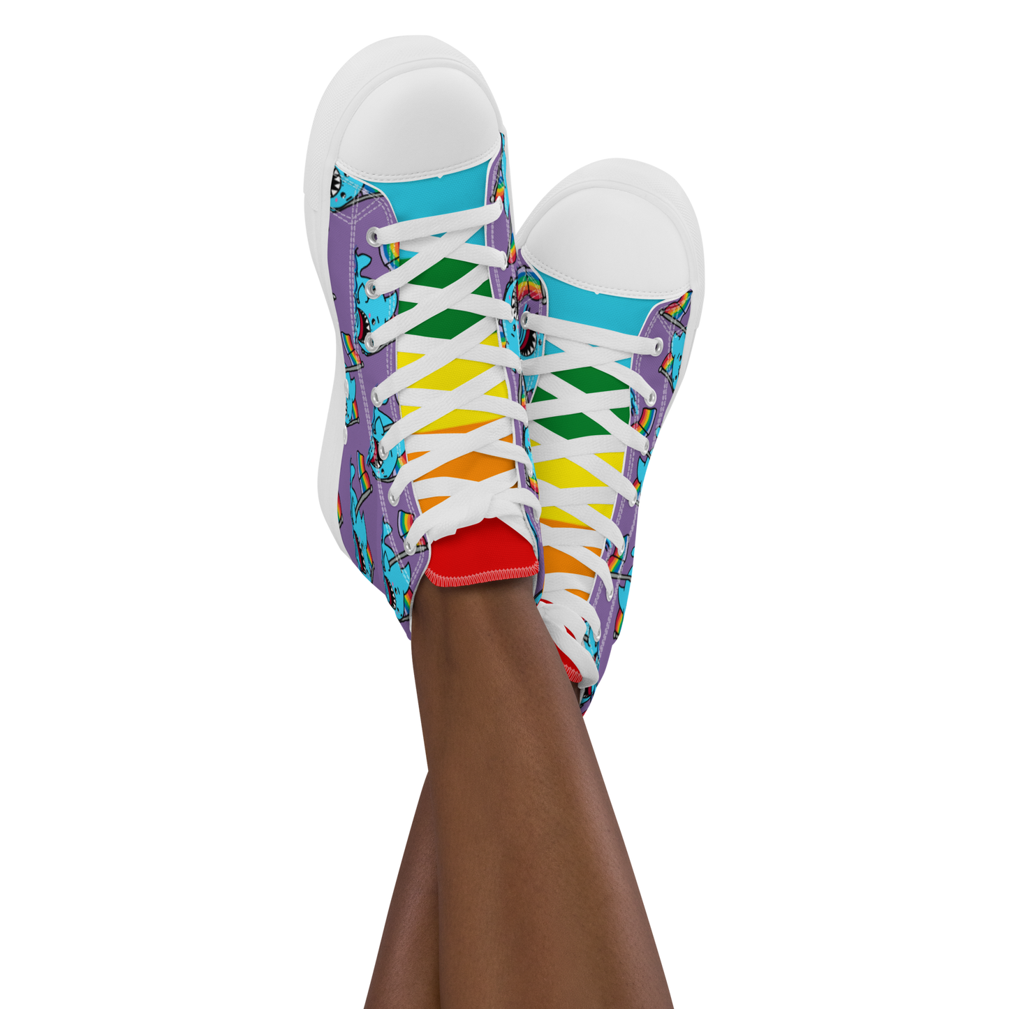 Anxious Shark Celebrates Pride (purple)- Women’s high top canvas shoes