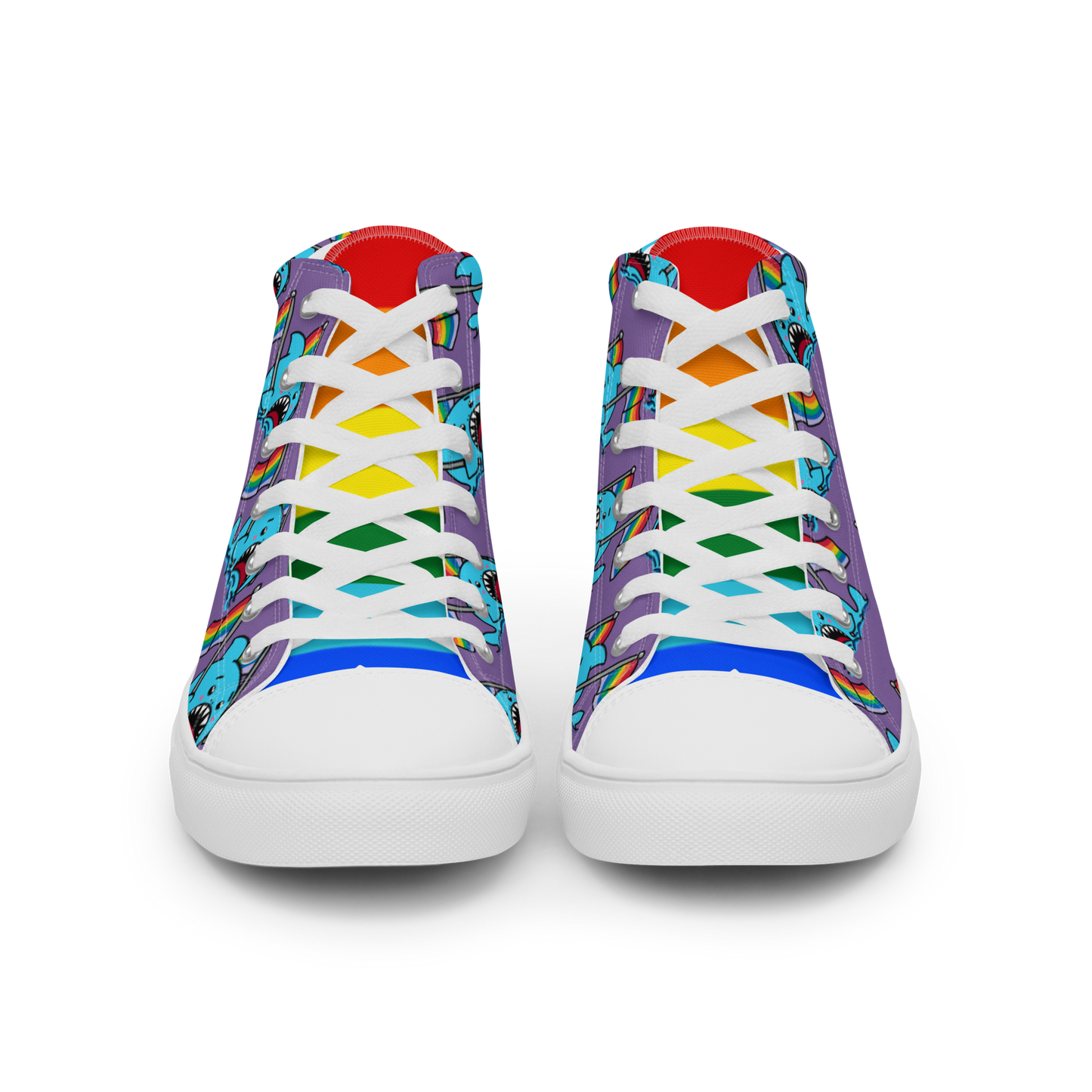 Anxious Shark Celebrates Pride (purple)- Women’s high top canvas shoes
