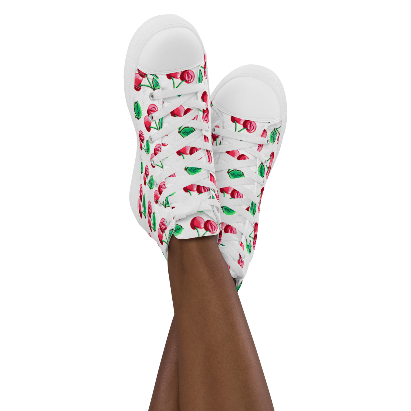 Cherry Vulvas (white) -Women’s high top canvas shoes