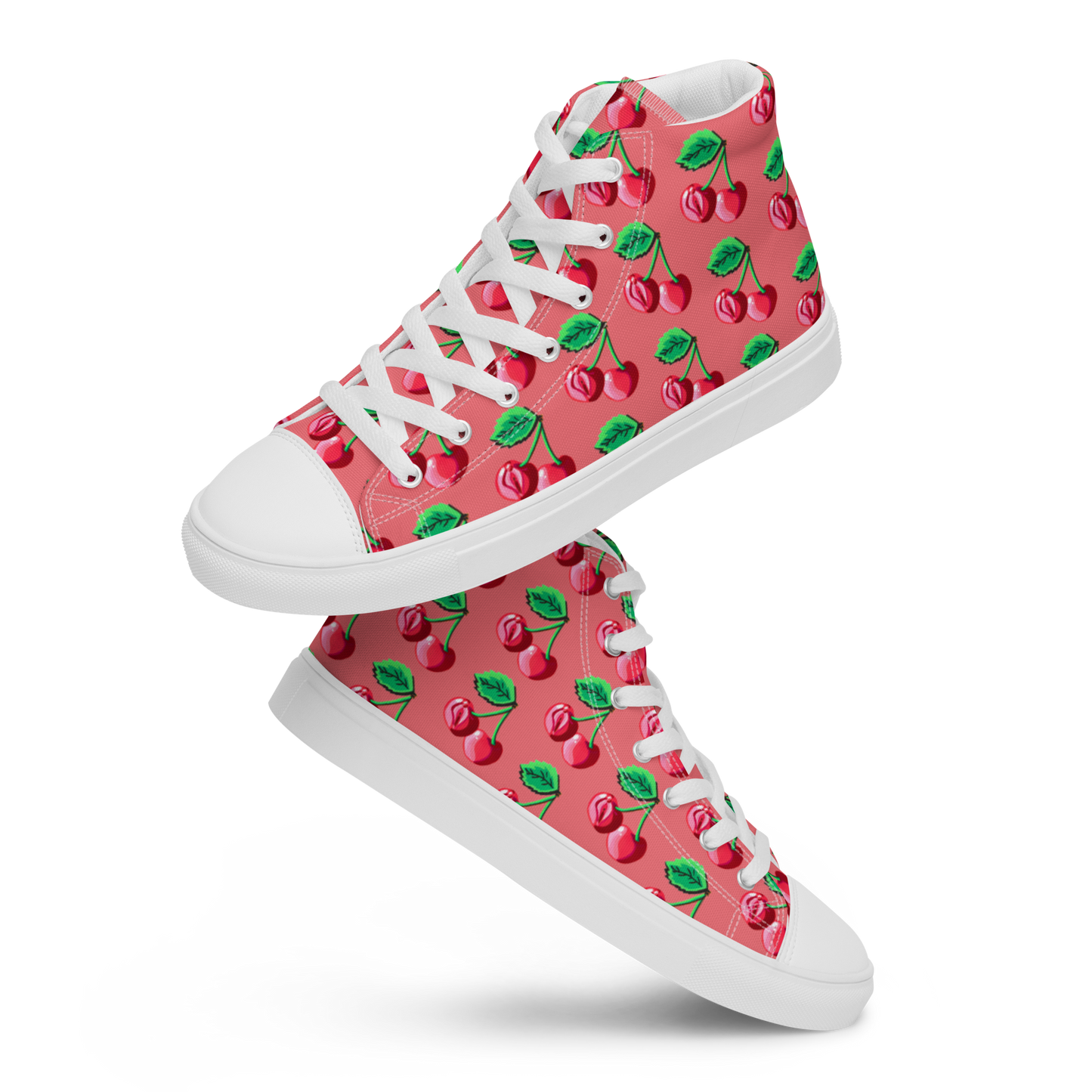 Cherry Vulva (pink)- Women’s high top canvas shoes