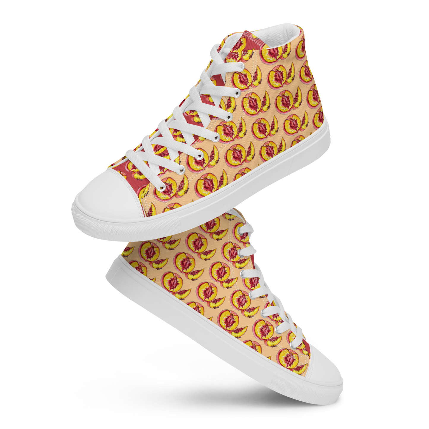 "The Perfect Peach" Peach Vulva (mini) Women’s high top canvas shoes