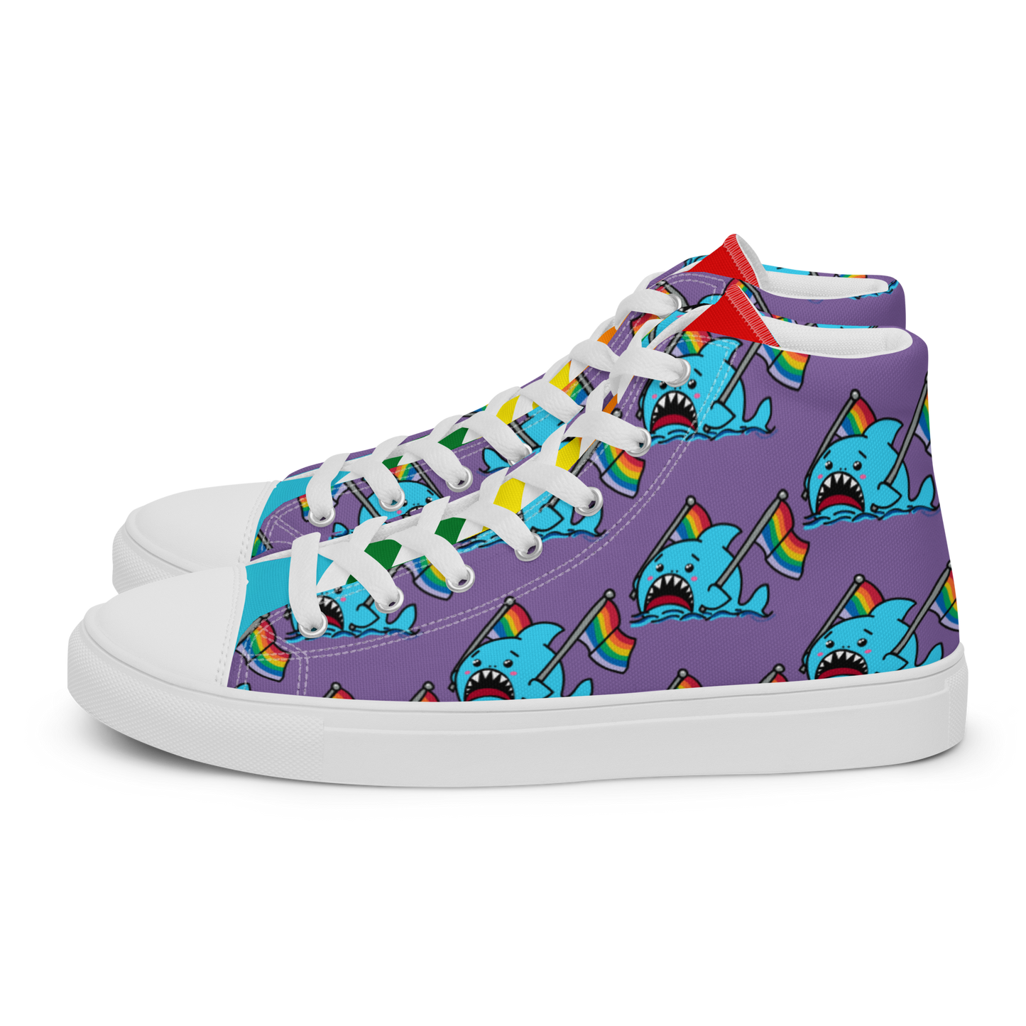 Anxious Shark Celebrates Pride (purple)- Women’s high top canvas shoes