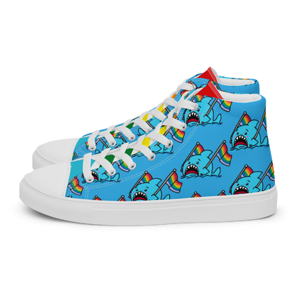 Anxious Shark Celebrates Pride (blue)- Women’s high top canvas shoes