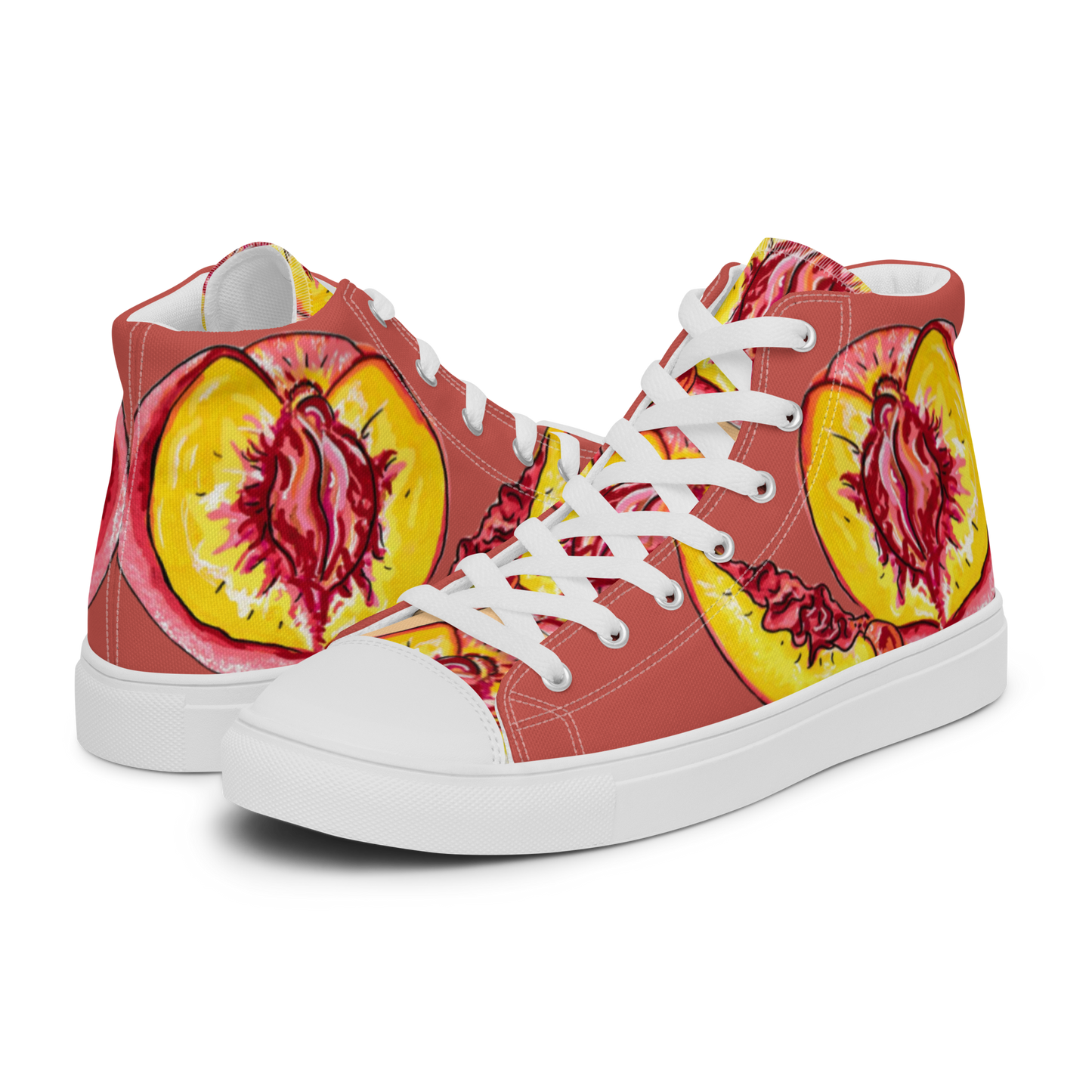 "The Perfect Peach"- Femme high top canvas shoes