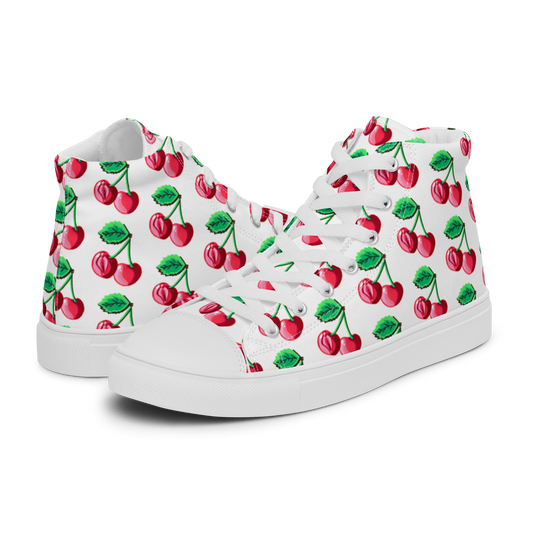 Cherry Vulvas (white) -Women’s high top canvas shoes