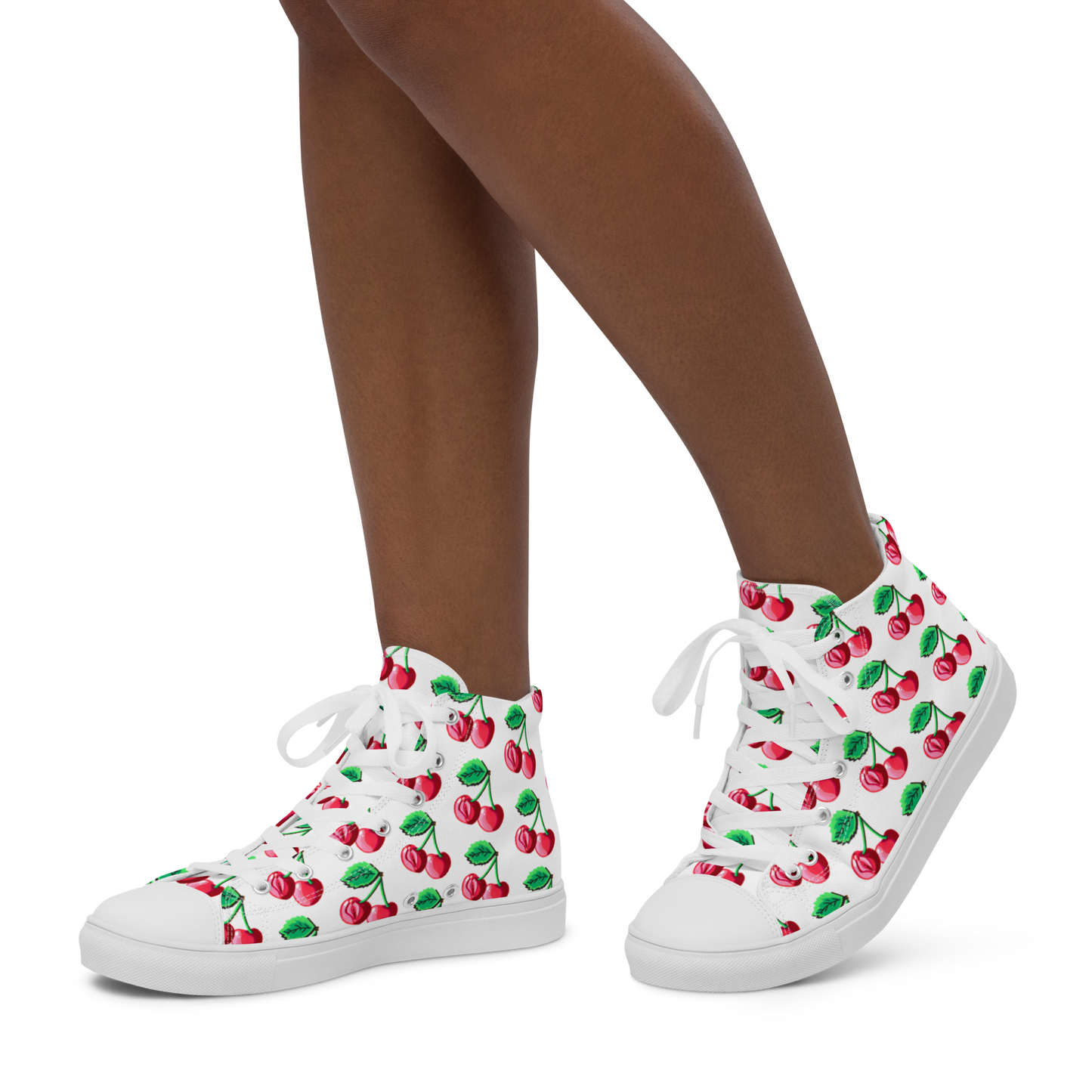 Cherry Vulvas (white) -Women’s high top canvas shoes