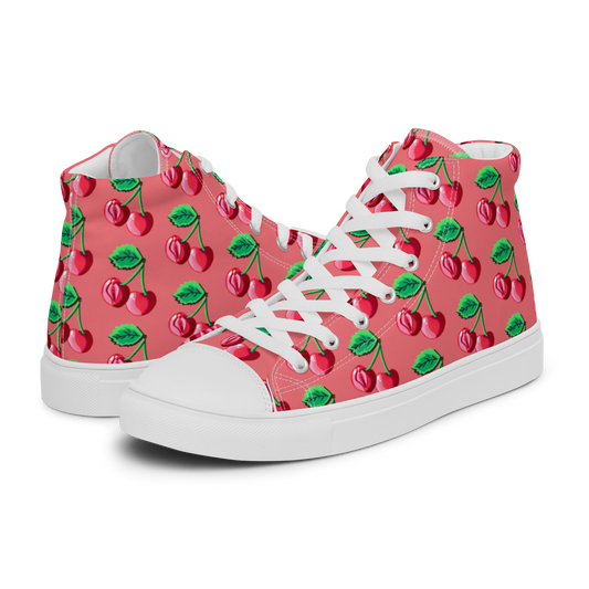 Cherry Vulva (pink)- Women’s high top canvas shoes