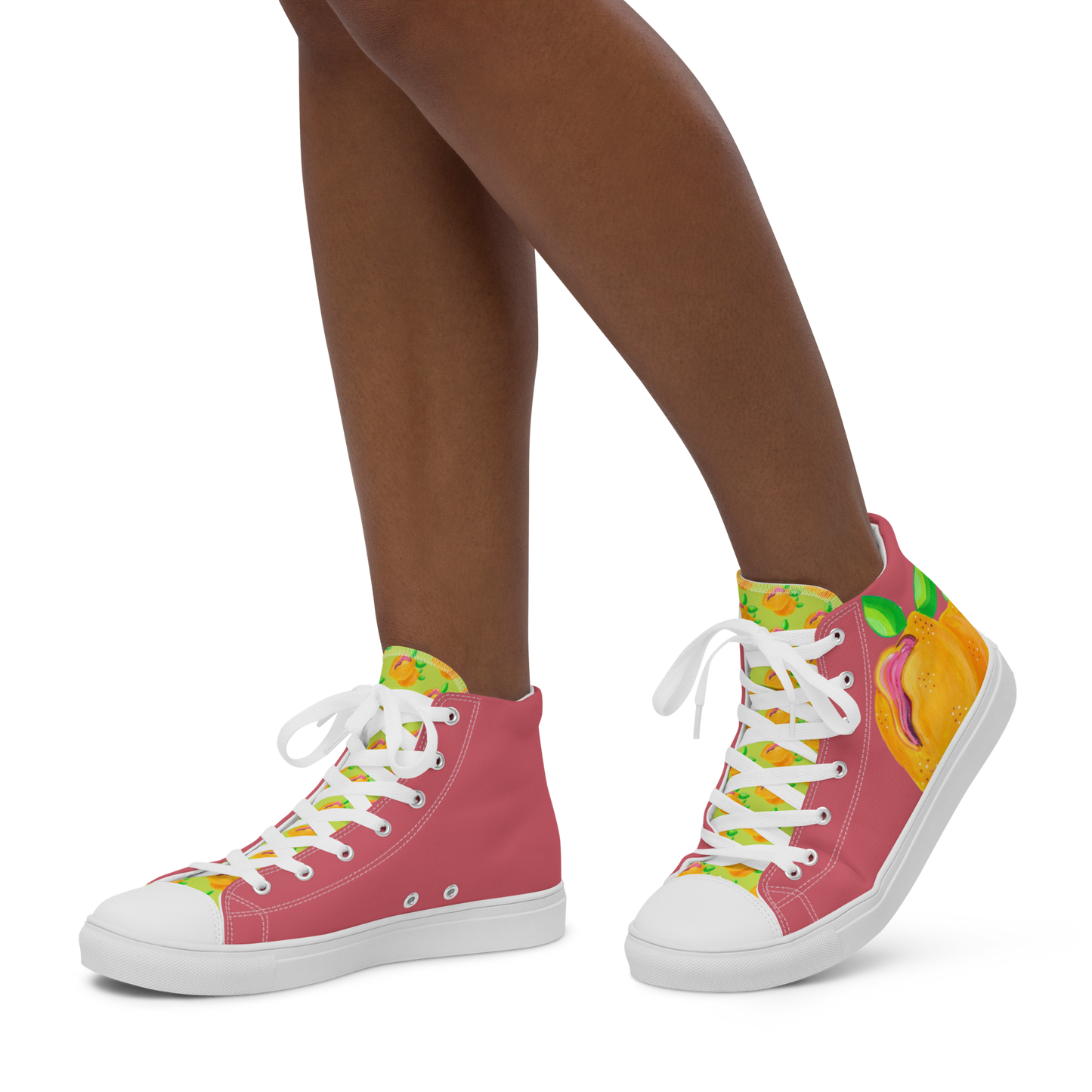 "Sour Puss" Lemon Vulva (pink)- Women’s high top canvas shoes