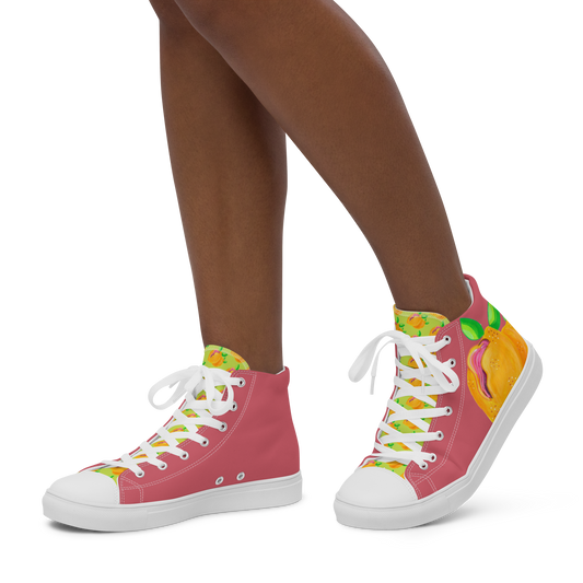 "Sour Puss" Lemon Vulva (pink)- Women’s high top canvas shoes