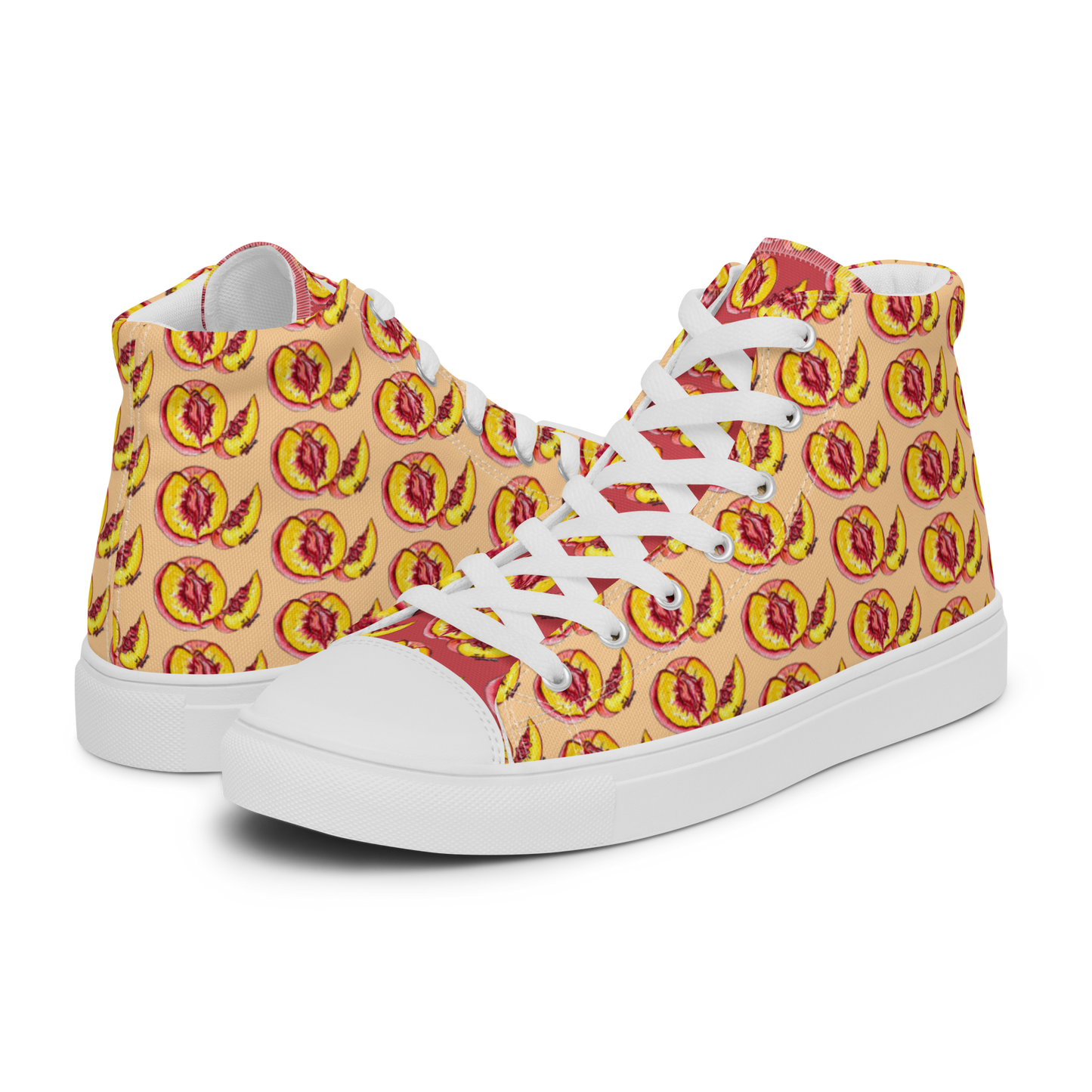"The Perfect Peach" Peach Vulva (mini) Women’s high top canvas shoes