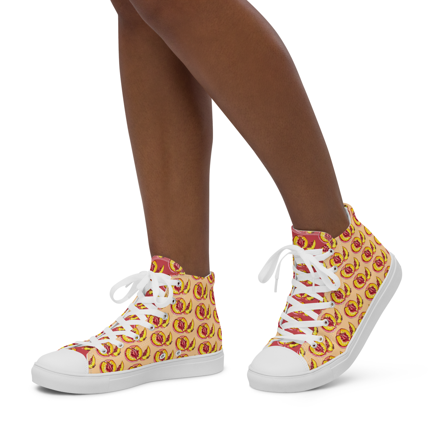 "The Perfect Peach" Peach Vulva (mini) Women’s high top canvas shoes