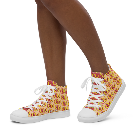 "The Perfect Peach" Peach Vulva (mini) Women’s high top canvas shoes