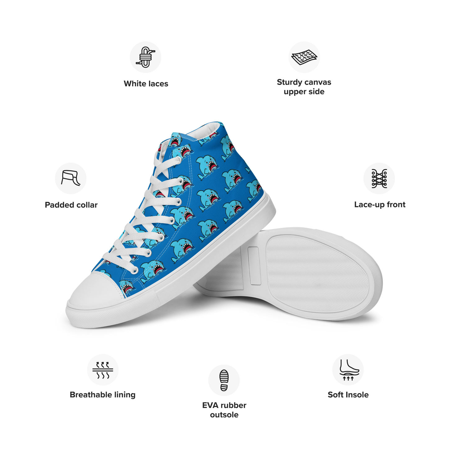 Anxious Shark High top canvas shoes (Women's sizes)