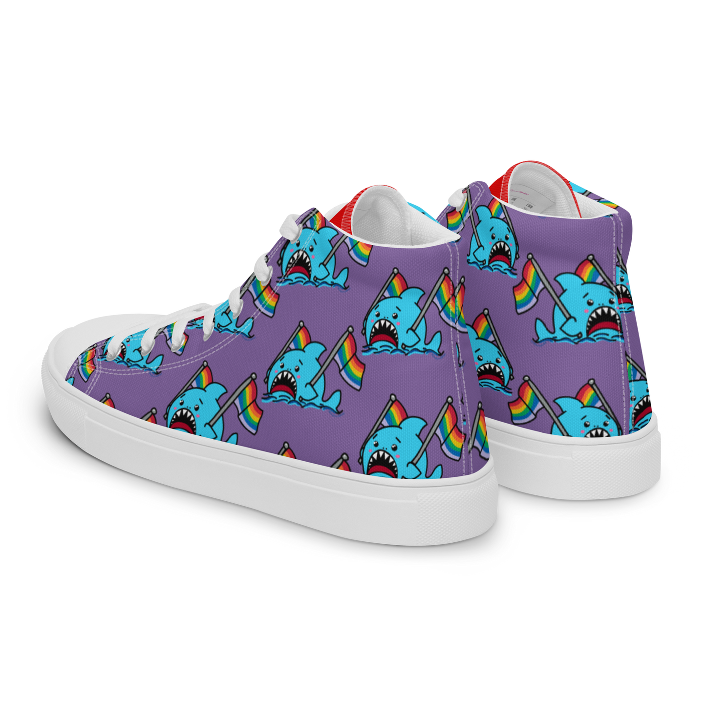 Anxious Shark Celebrates Pride (purple)- Women’s high top canvas shoes