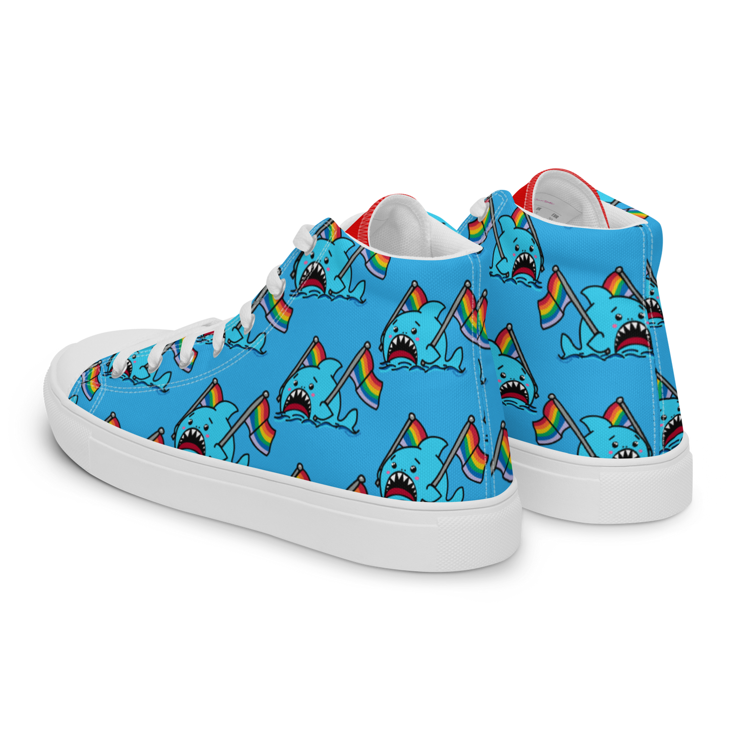 Anxious Shark Celebrates Pride (blue)- Women’s high top canvas shoes