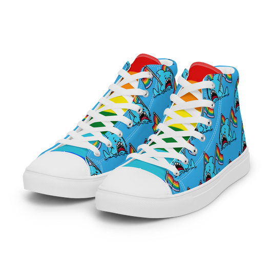 Anxious Shark Celebrates Pride (blue)- Women’s high top canvas shoes