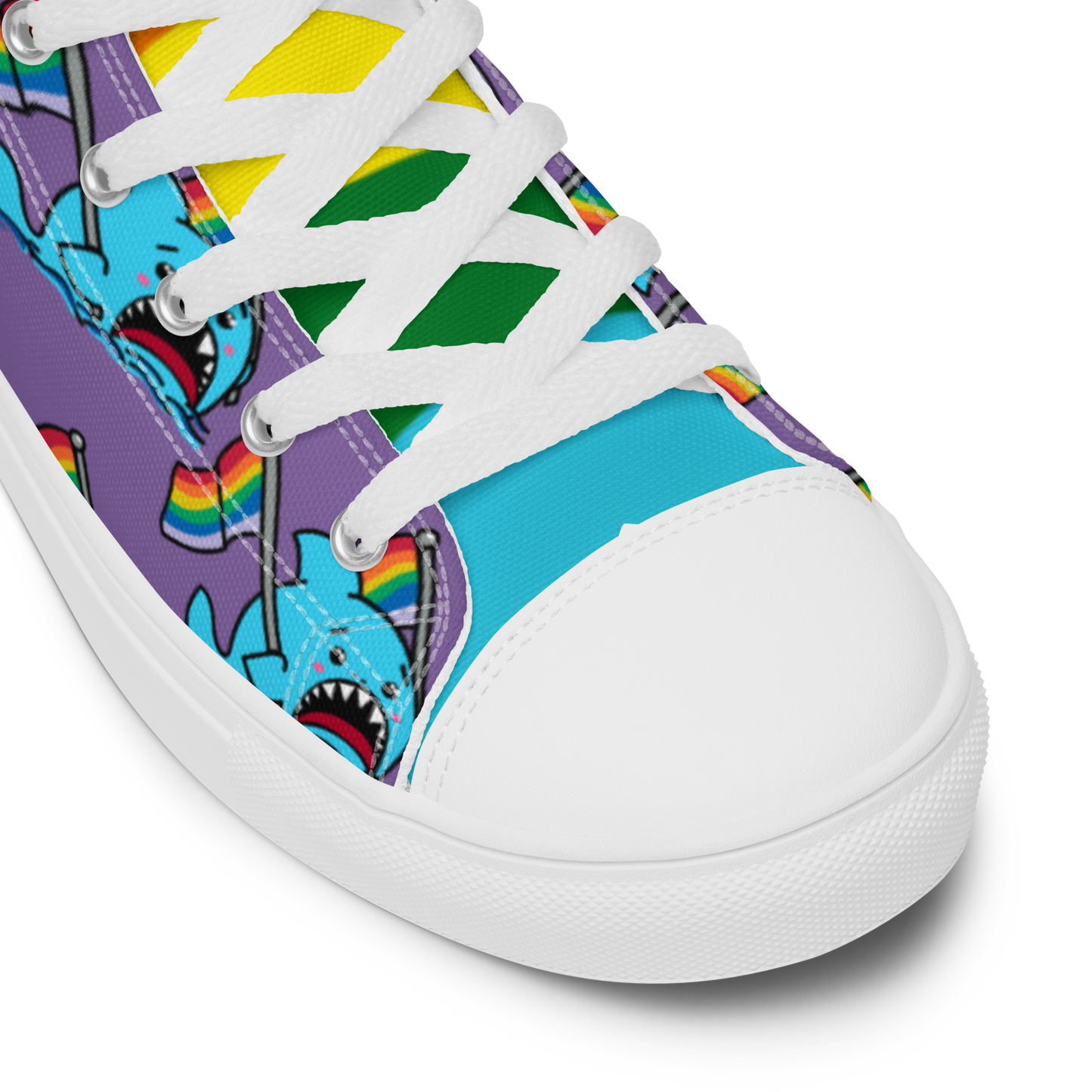 Anxious Shark Celebrates Pride (purple)- Women’s high top canvas shoes