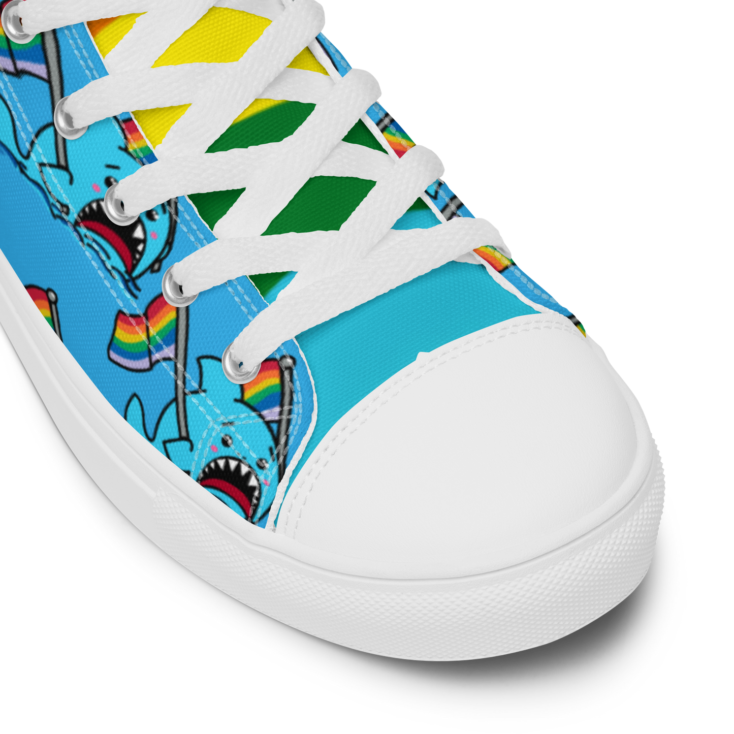 Anxious Shark Celebrates Pride (blue)- Women’s high top canvas shoes